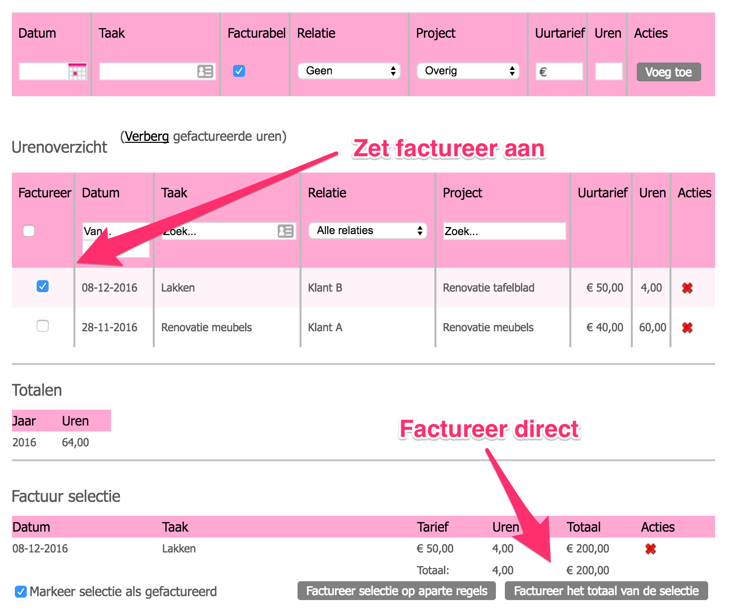 Urenadministratie voorbeeld zzp