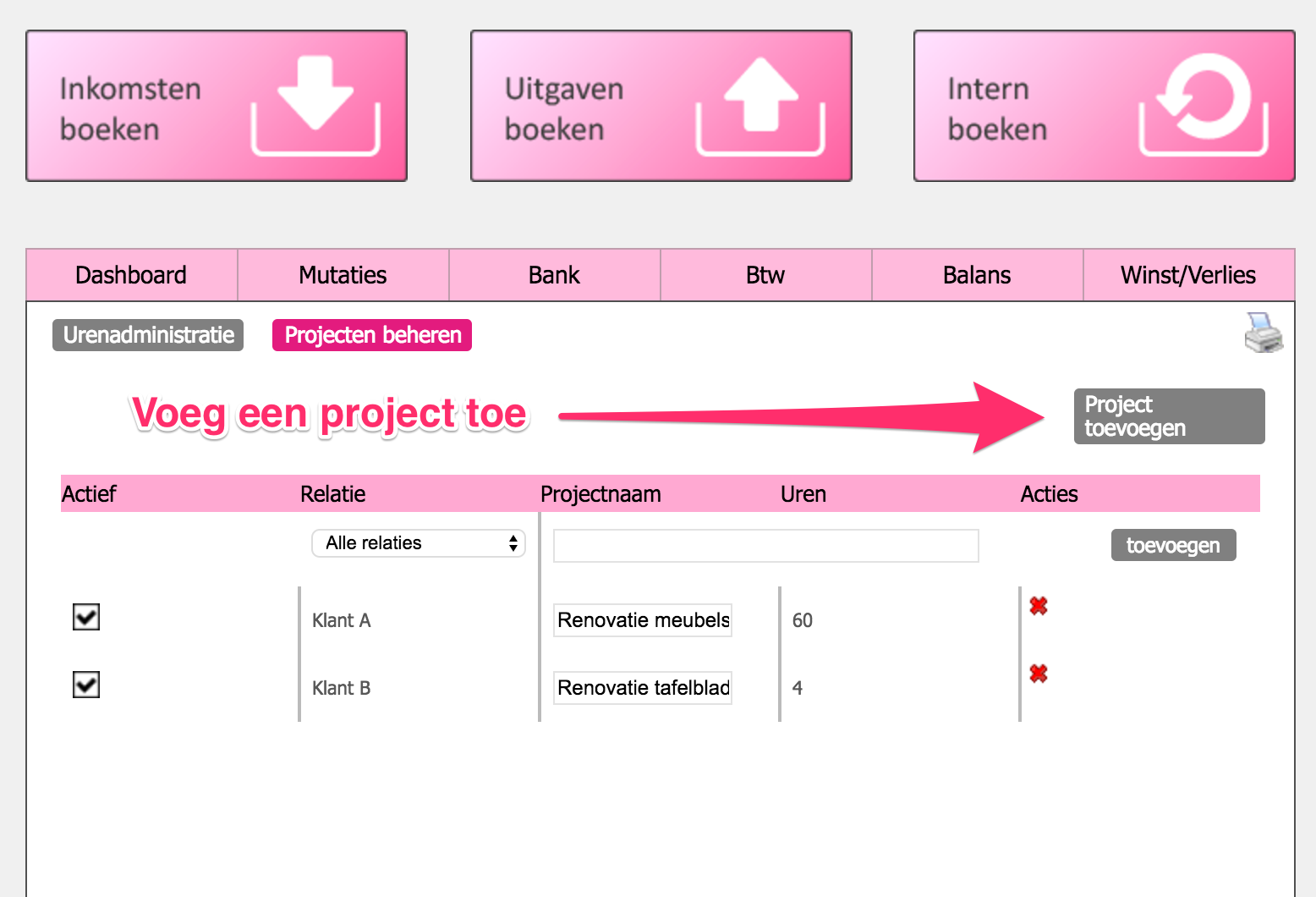 Urenregistratie in Ficsus.nl