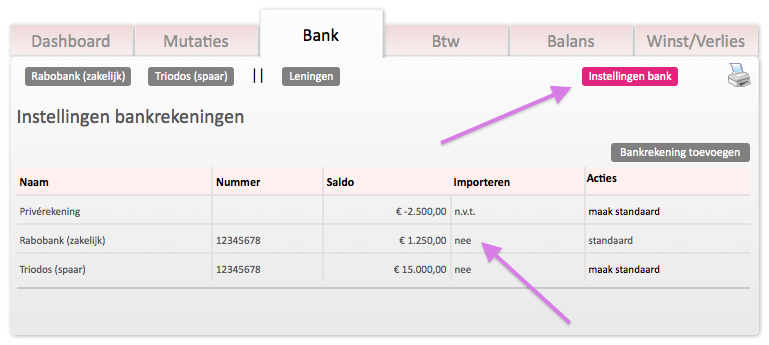 bank instellingen