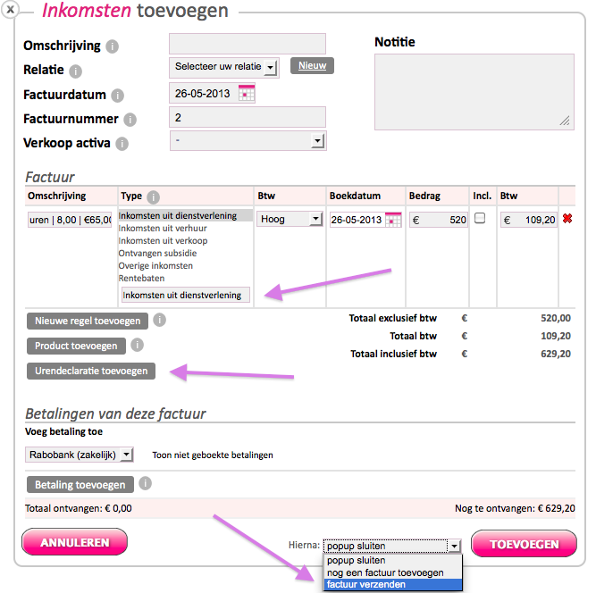 uur6 factuur verzenden